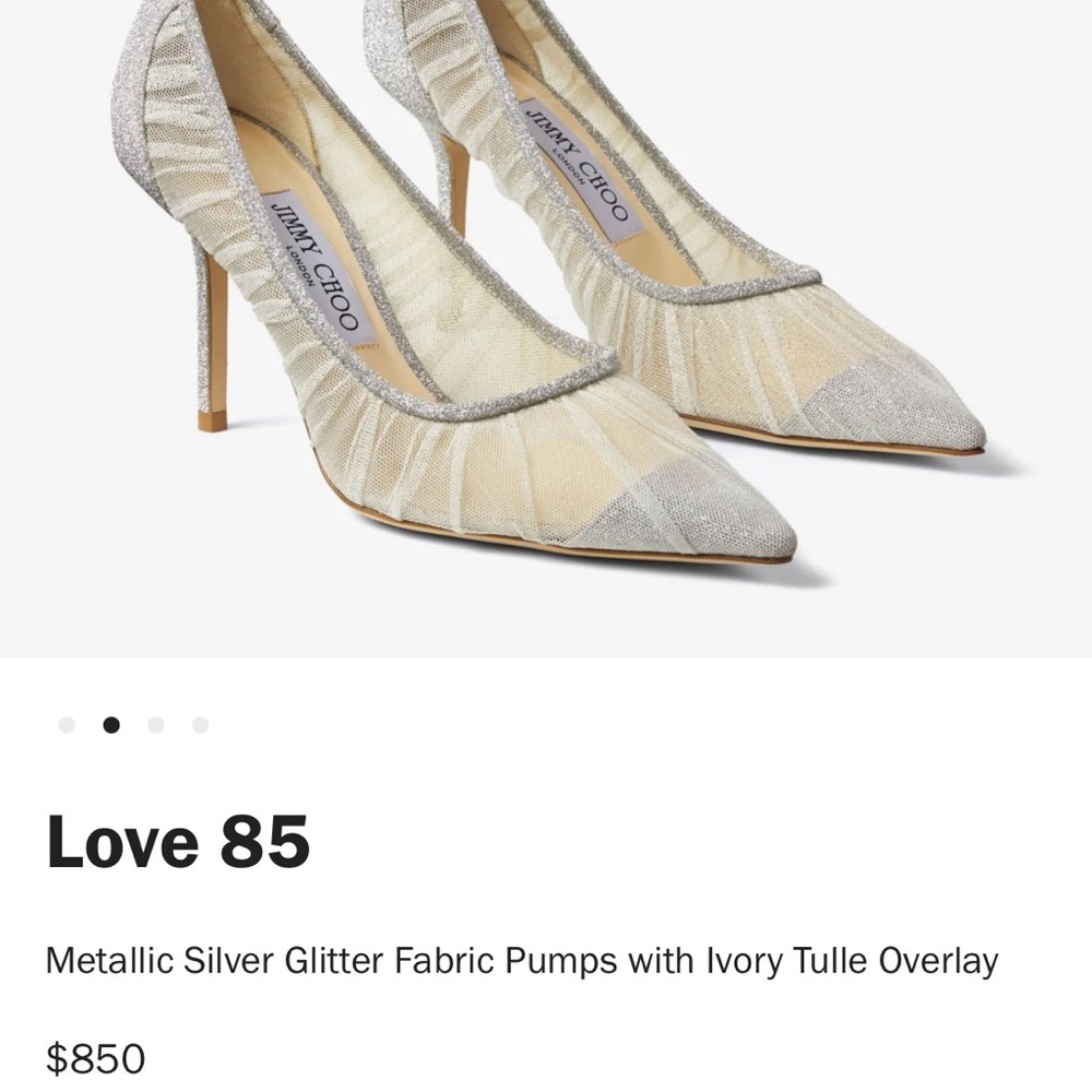 Jimmy choo shoes - authentic - metallic silver with tulle